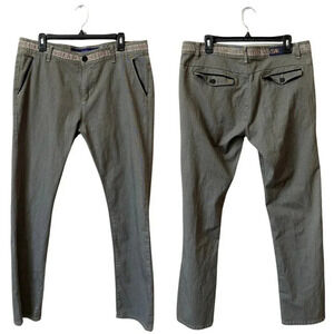 Cesari London Men's 36x32 Flat Front Chinos Dress Pants Trousers Gray Stylish